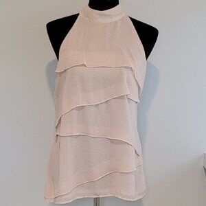 Fred David Pale Pink Halter Style Layered Blouse Size Medium